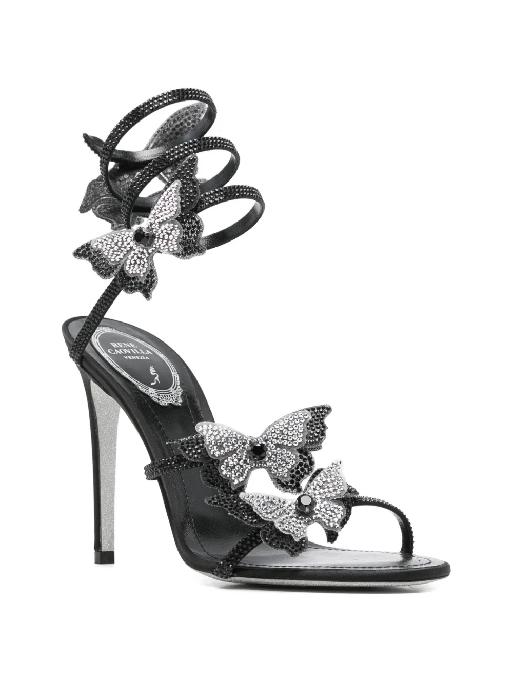 René Caovilla butterfly-embellished sandals Zwart