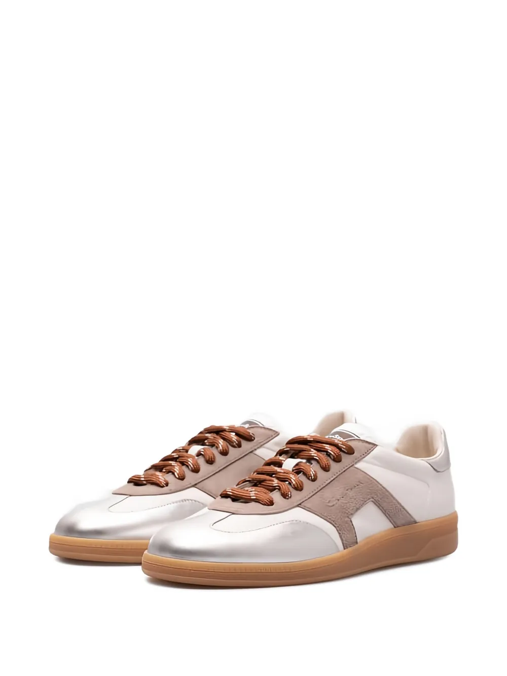 Santoni DBS Oly metallic leather sneakers Neutrals