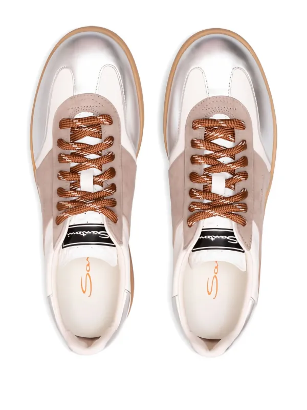 Santoni DBS Oly メタリックレザースニーカー | ニュートラル