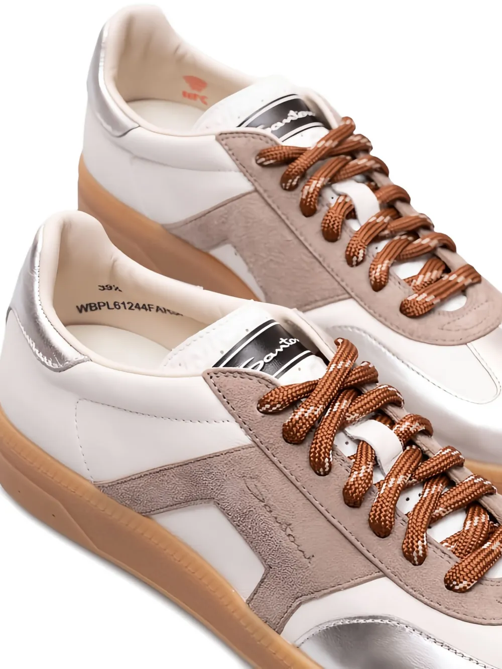 Santoni DBS Oly metallic leather sneakers Neutrals
