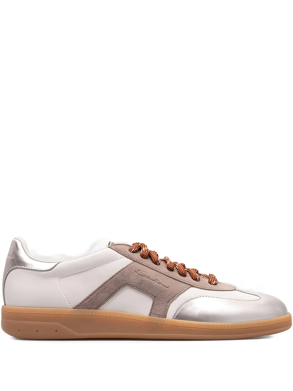 Santoni DBS Oly metallic leather sneakers Neutrals