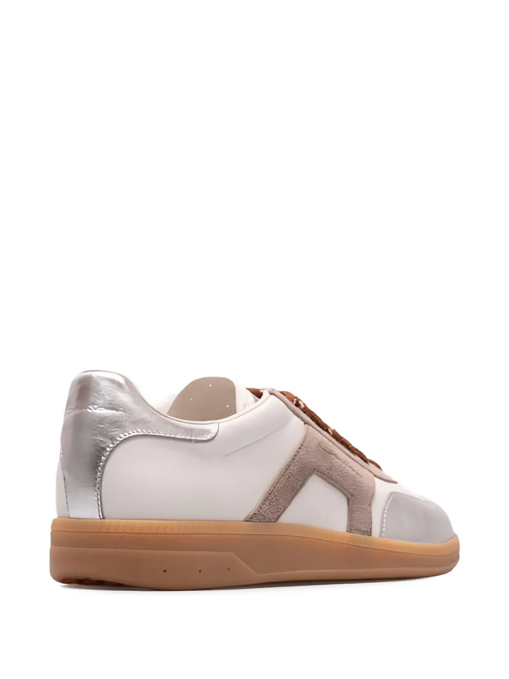 Santoni DBS Oly metallic leather sneakers Neutrals