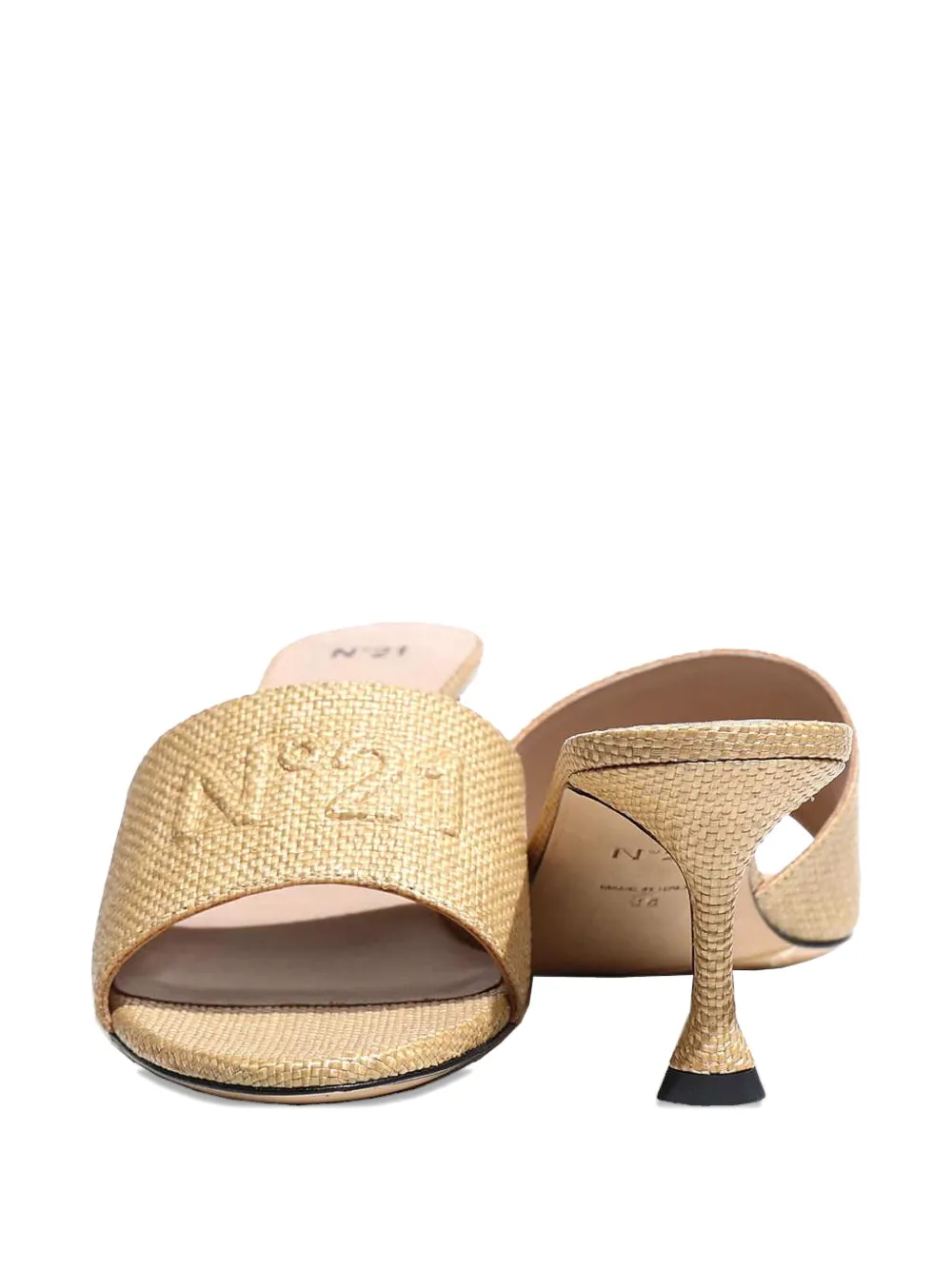 N°21 60mm Logo-embossed Interwoven Sandals In Neutral