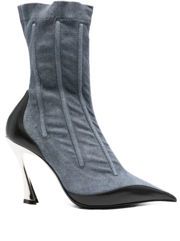 Mugler 110mm Pointed-toe Ankle Boots in Blue