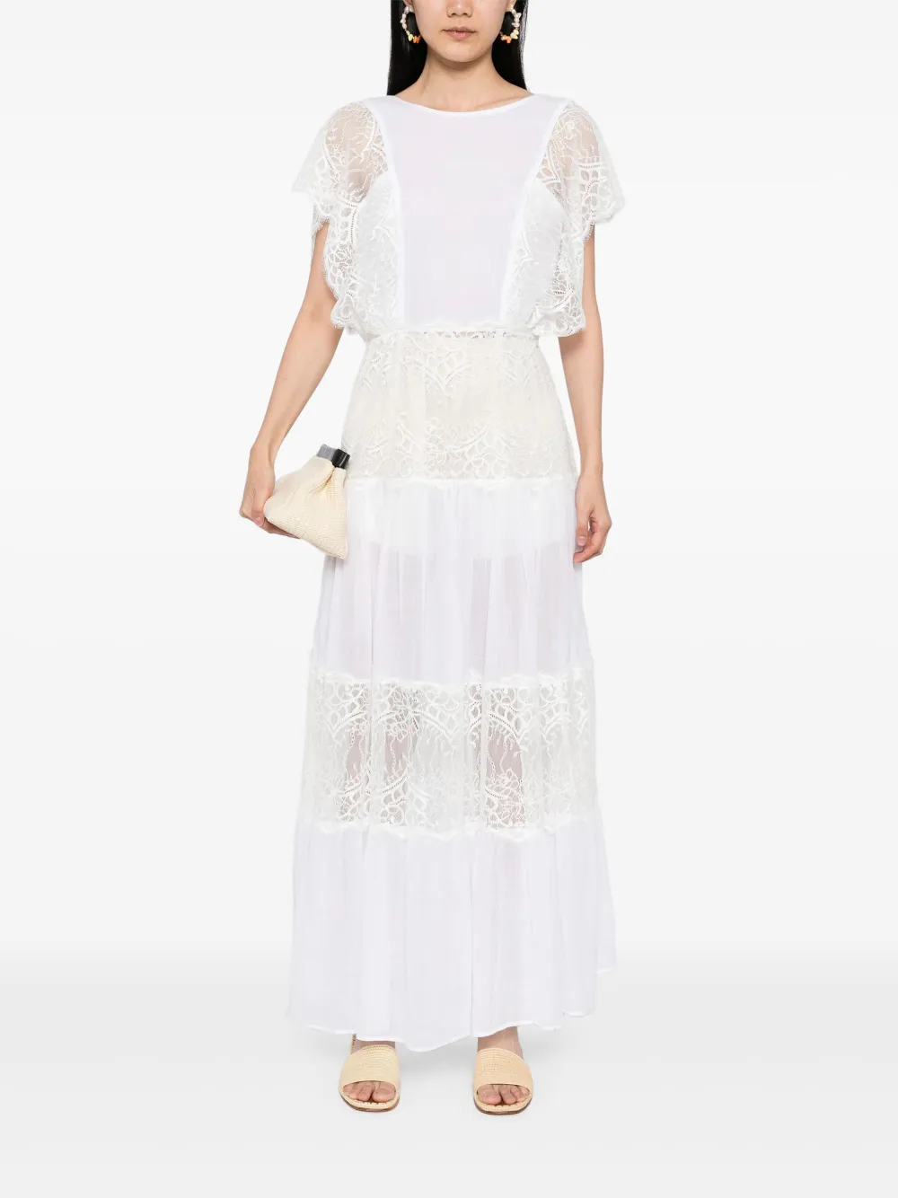 Bambah Blanca kanten jurk met open rug - Wit