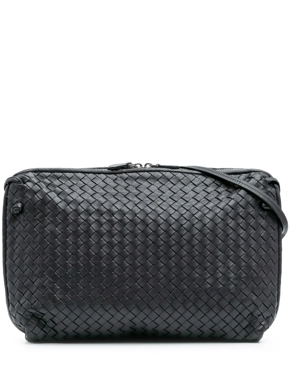 Bottega Veneta Pre-Owned شنطة كروس 'نوديني' كبيرة جلد لين بتصميم إنترشياتو 2010 | أرجواني | Image 1