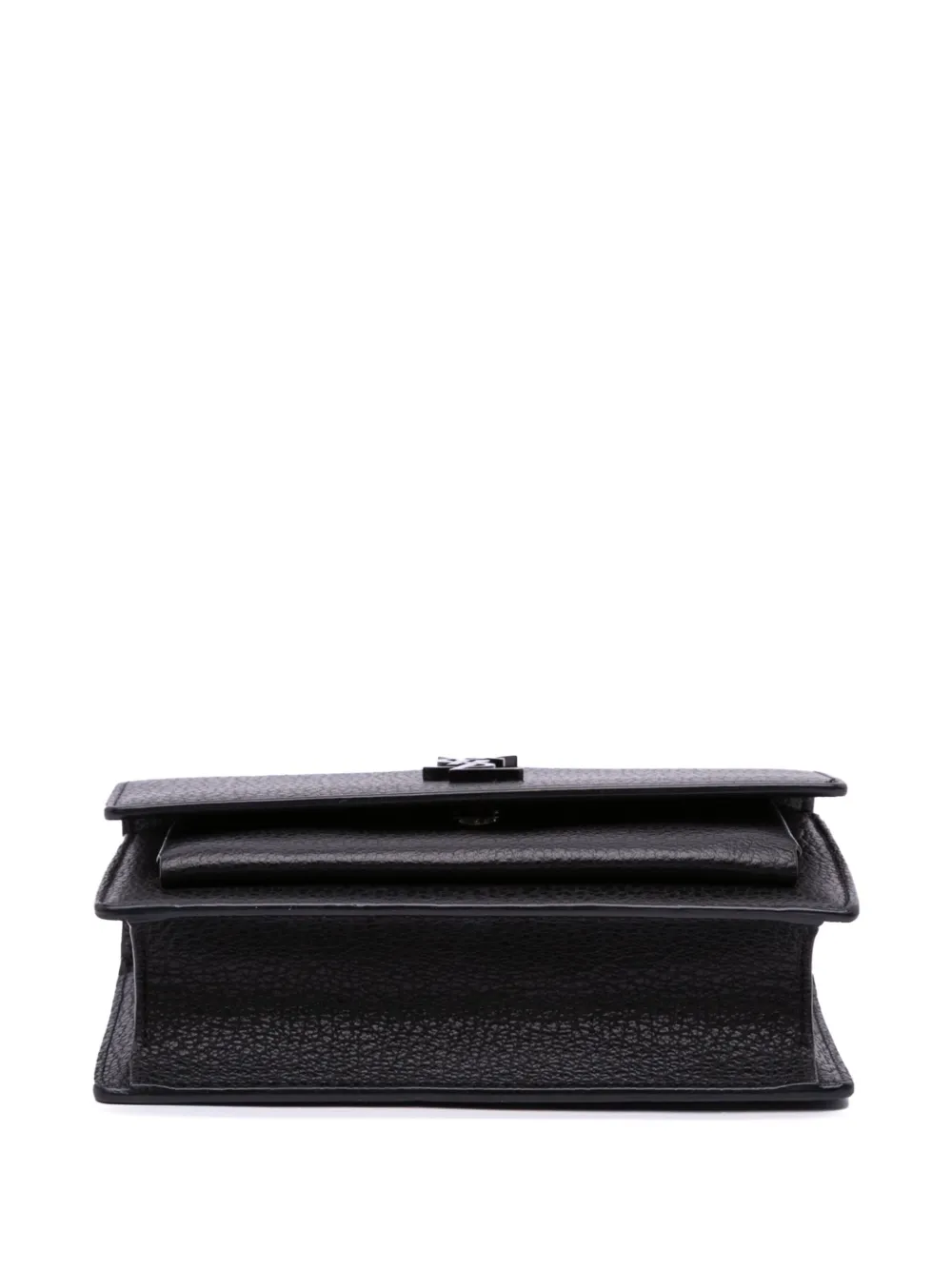 Pre-owned Saint Laurent 2017 Grained Calfskin Monogram Sunset Wallet On Strap Crossbody Bag