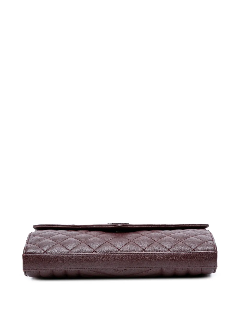 Pre-owned Saint Laurent 2016 Sheepskin Triquilt Monogram Envelope Wallet On Chain Crossbody Bag