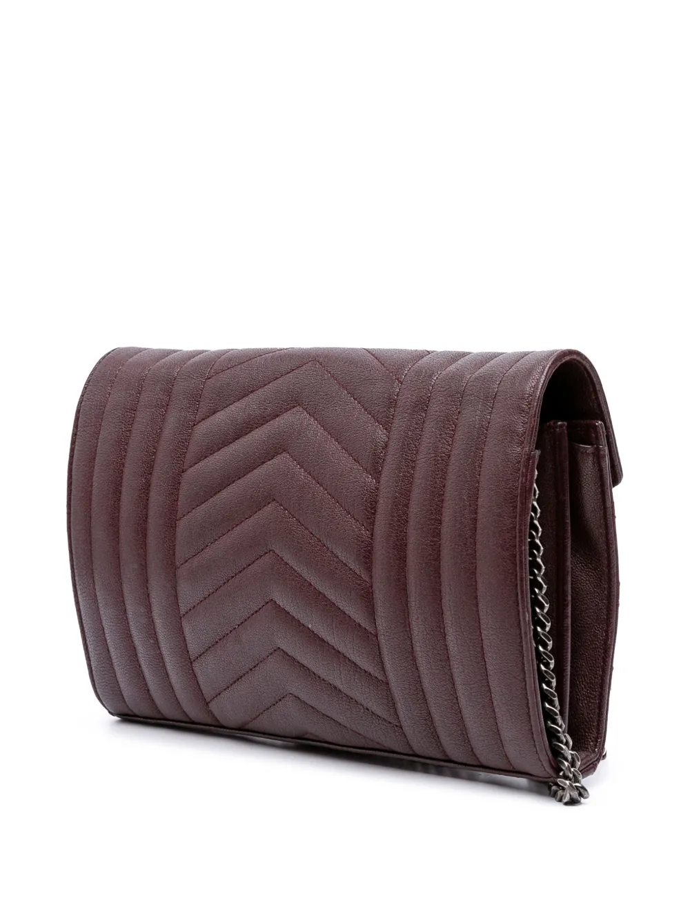 Pre-owned Saint Laurent 2016 Sheepskin Triquilt Monogram Envelope Wallet On Chain Crossbody Bag