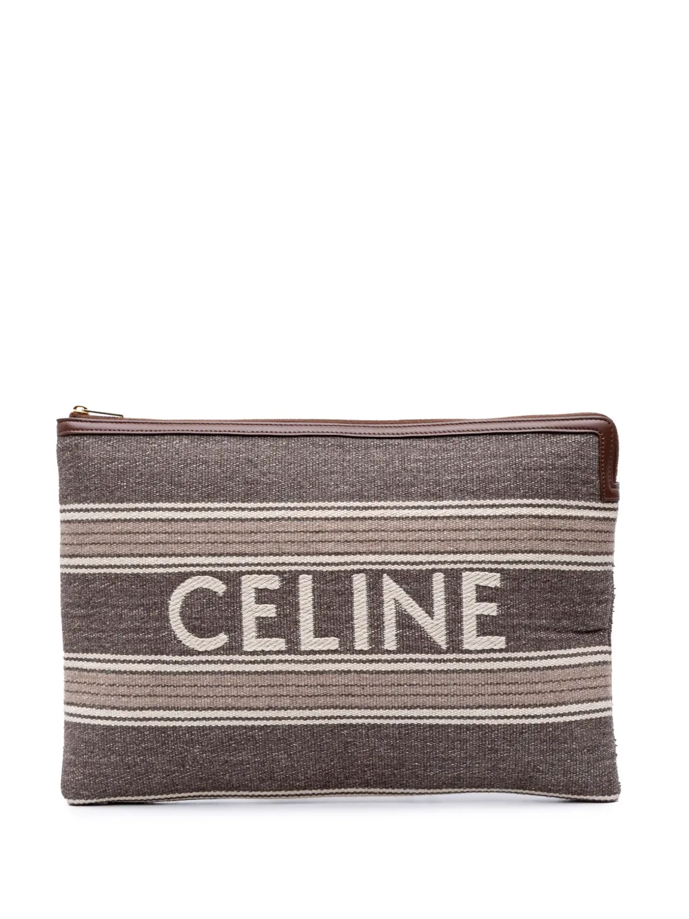 Céline Pre-Owned 2020 ラージ キャンバス ロゴ クラッチバッグ - ブラウン Céline Pre-Owned 2020 ラージ キャンバス ロゴ クラッチバッグ - ブラウン