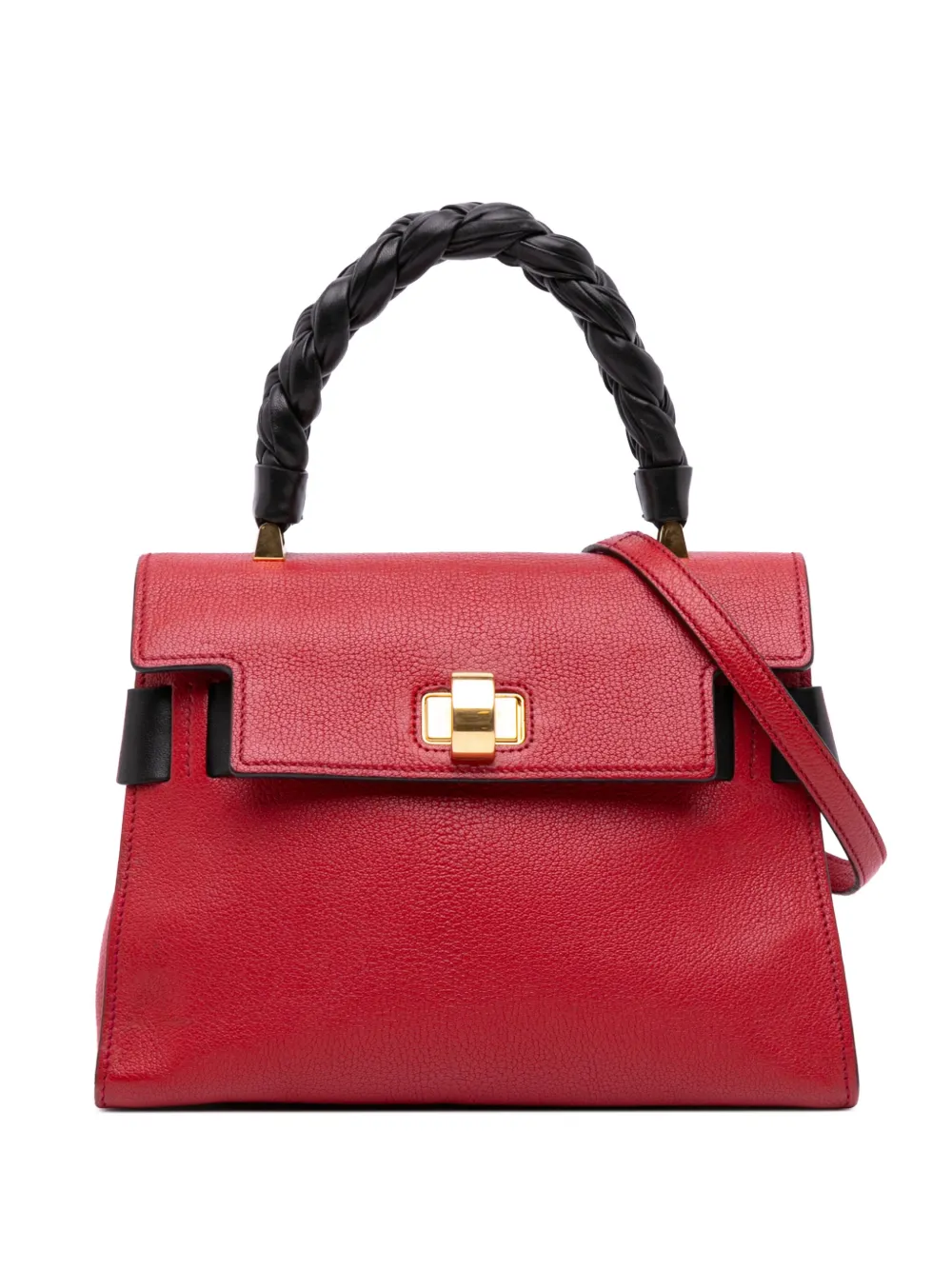 Miu Miu Pre-Owned 2010-2024 Bicolor Goatskin Madras Click Top Handle Bag satchel | Black | Image 1