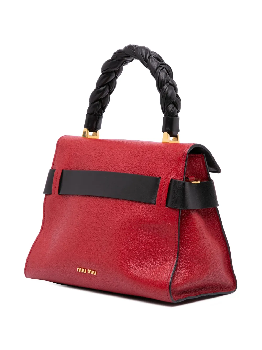 Pre-owned Miu Miu 2010-2024 Bicolor Goatskin Madras Click Top Handle Bag Satchel