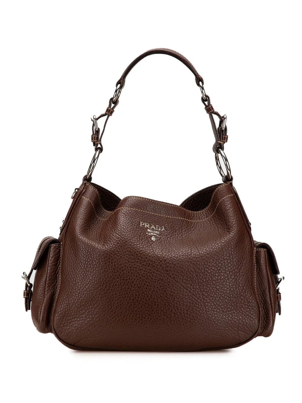 Prada Pre-Owned 2000-2024 Vitello Daino Side Flap Pockets shoulder bag | Brown | Image 1