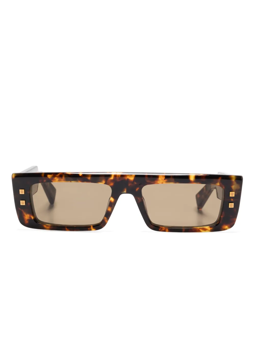 Balmain Eyewear Zonnebril met gegraveerd logo Bruin