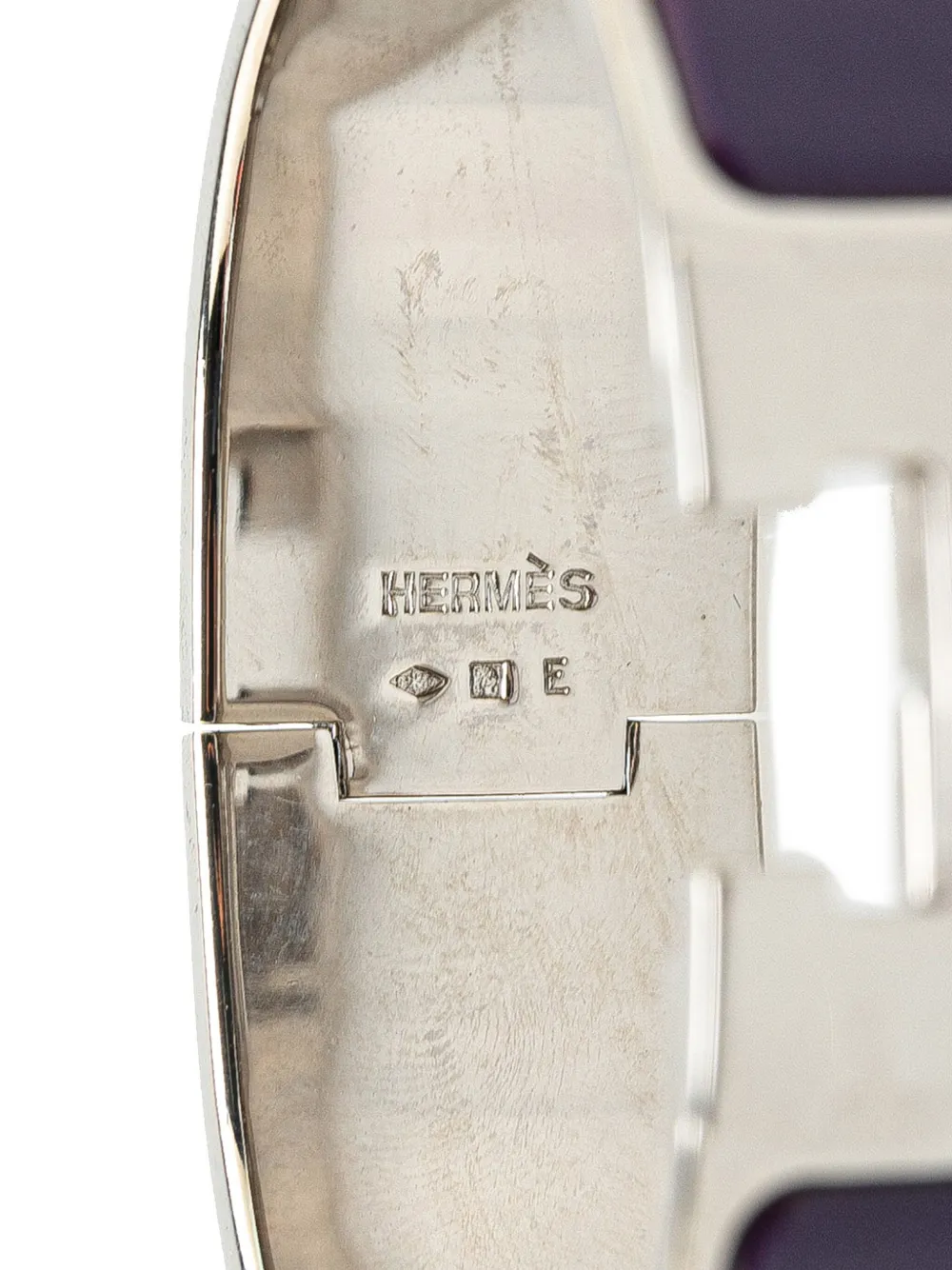 Pre-owned Hermes 20th Century Wide Enamel Clic Clac H Bracelet Pm Costume Bracelet In Purple