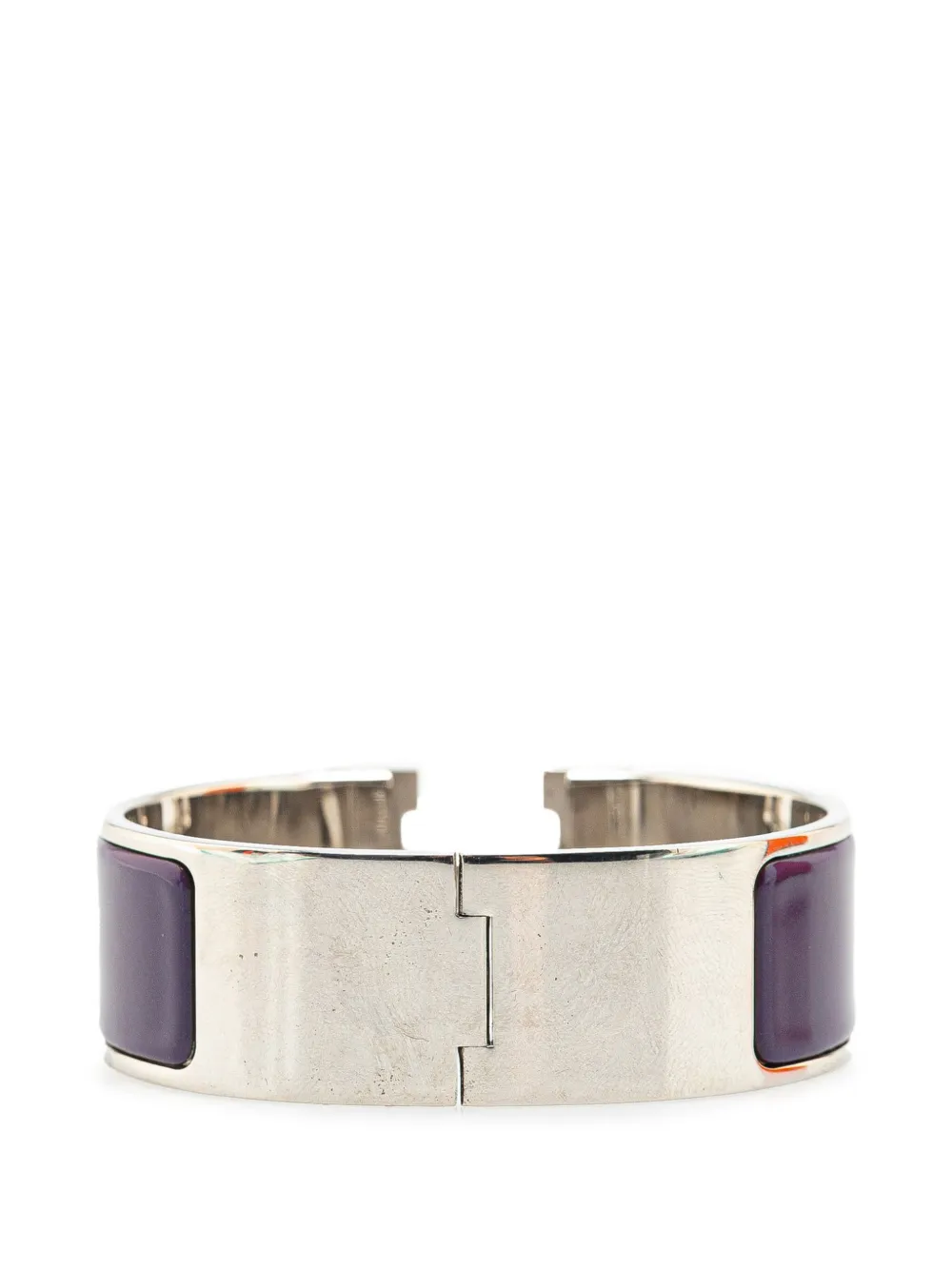 Pre-owned Hermes 20th Century Wide Enamel Clic Clac H Bracelet Pm Costume Bracelet In Purple