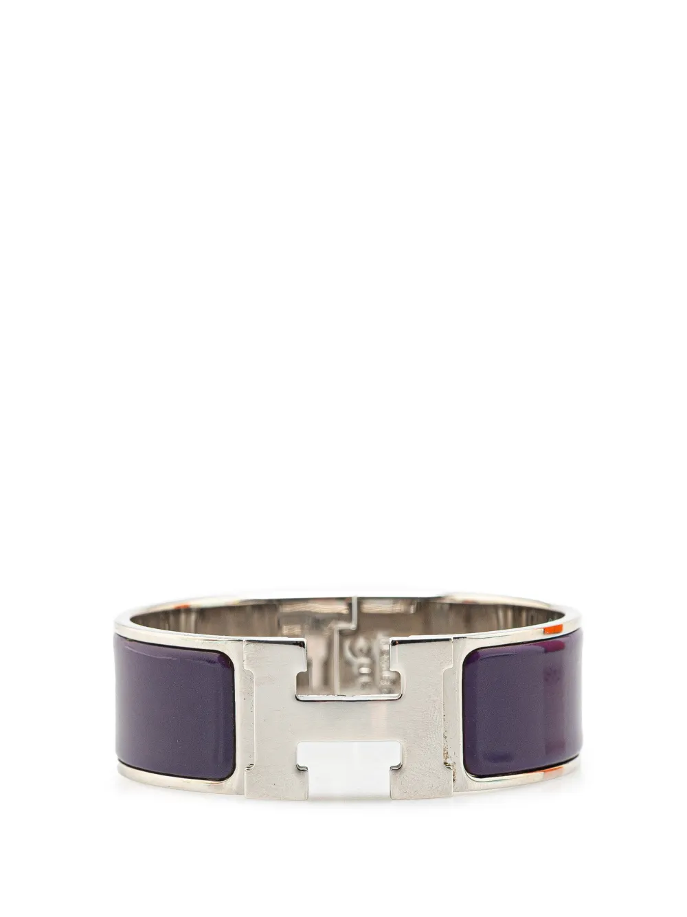 Pre-owned Hermes 20th Century Wide Enamel Clic Clac H Bracelet Pm Costume Bracelet