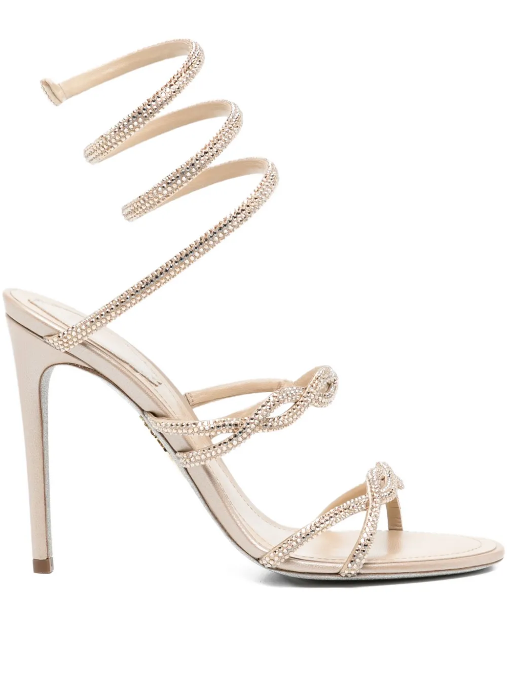 René Caovilla 110 mm sandalen met spiraalvormige bandjes Beige