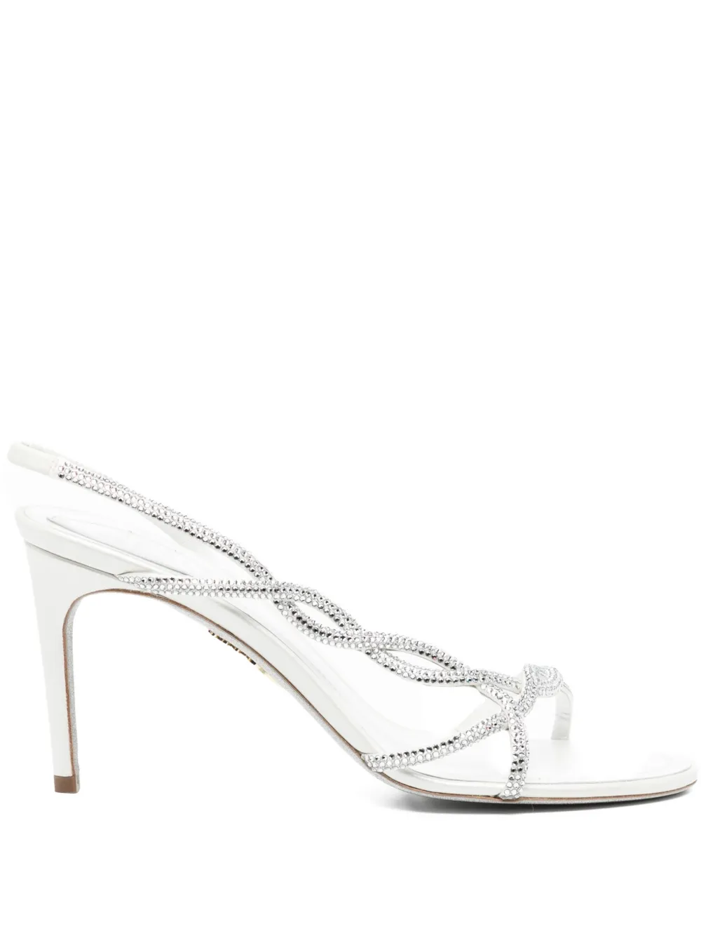 René Caovilla 90mm crystal-embellished slingback sandals White