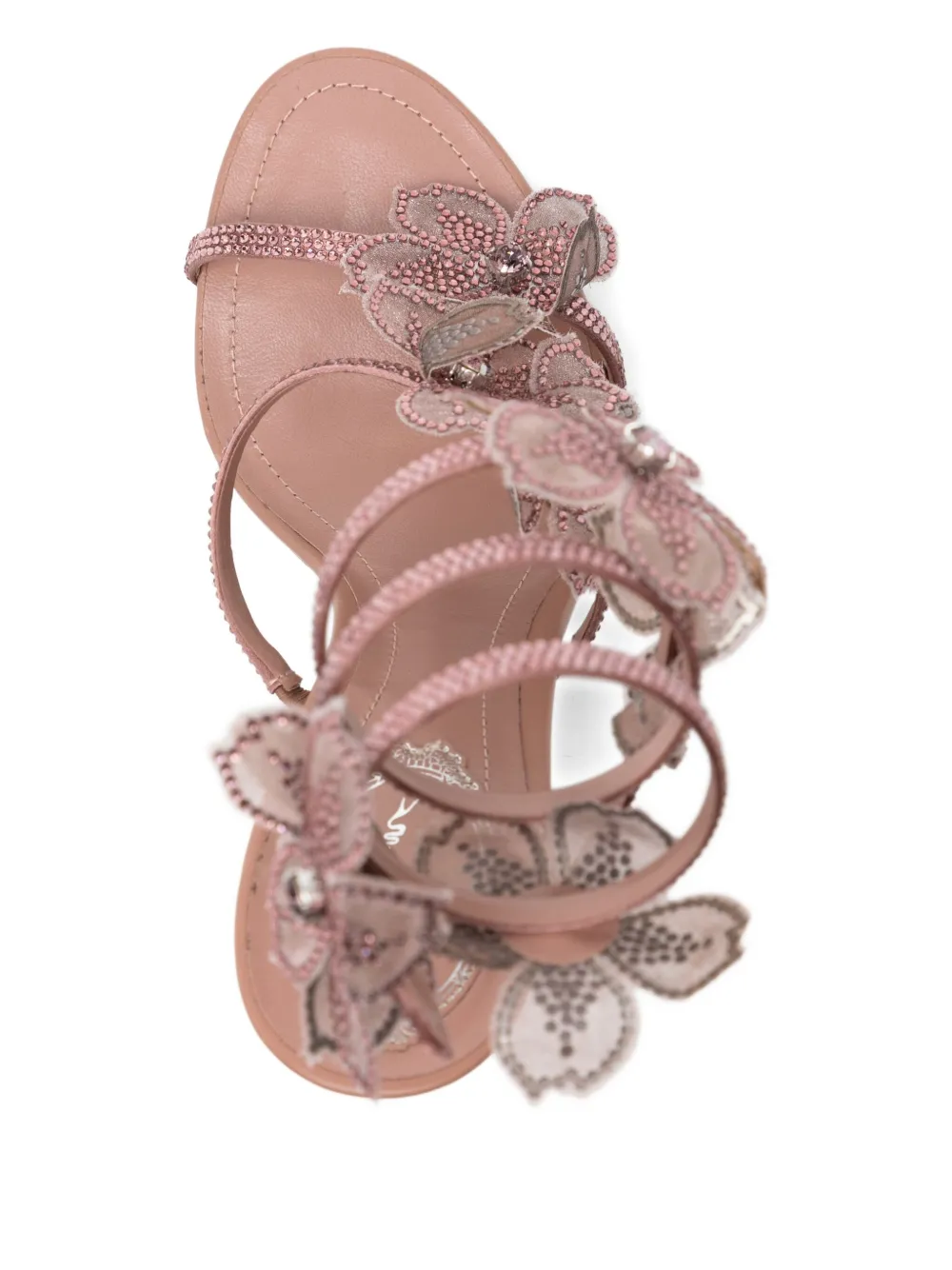 René Caovilla 110 mm sandalen verfraaid met bloemen Beige