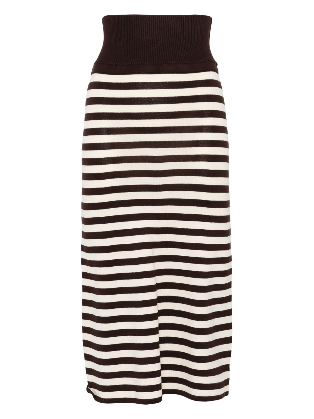 Frankies Bikinis Striped Midi Skirt In Brown