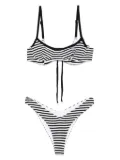 Frankies Bikinis striped bikini set - White