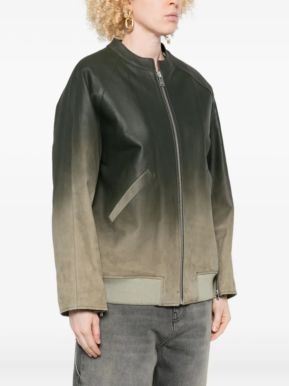 Arma Ombre Zip-front Leather Jacket In Multi