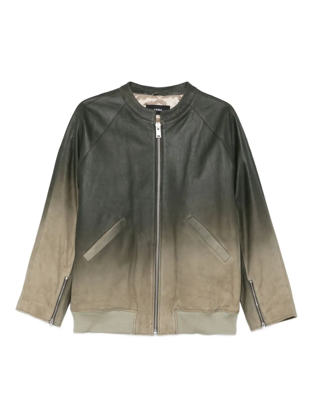 Arma ombre zip-front leather jacket | Green | Image 1