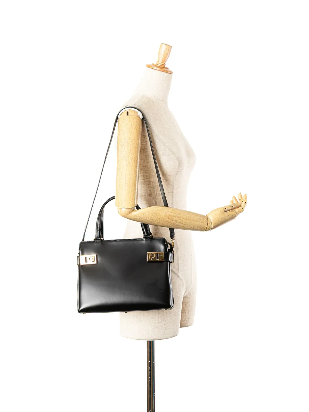 Ferragamo Pre-Owned 2021 Leather Double Gancini Side Buckle satchel | Pre-Owned | Image 2