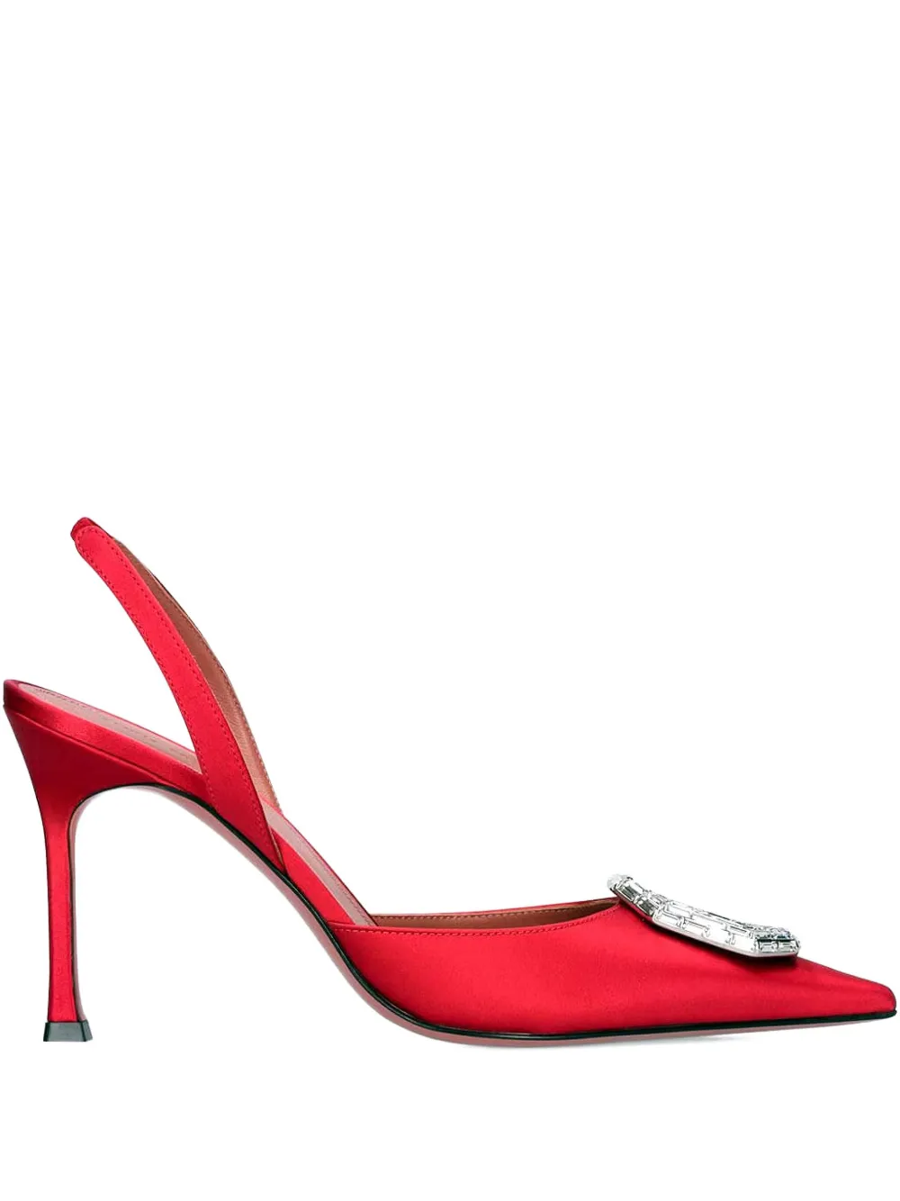 105mm Camelia satin slingback pumps