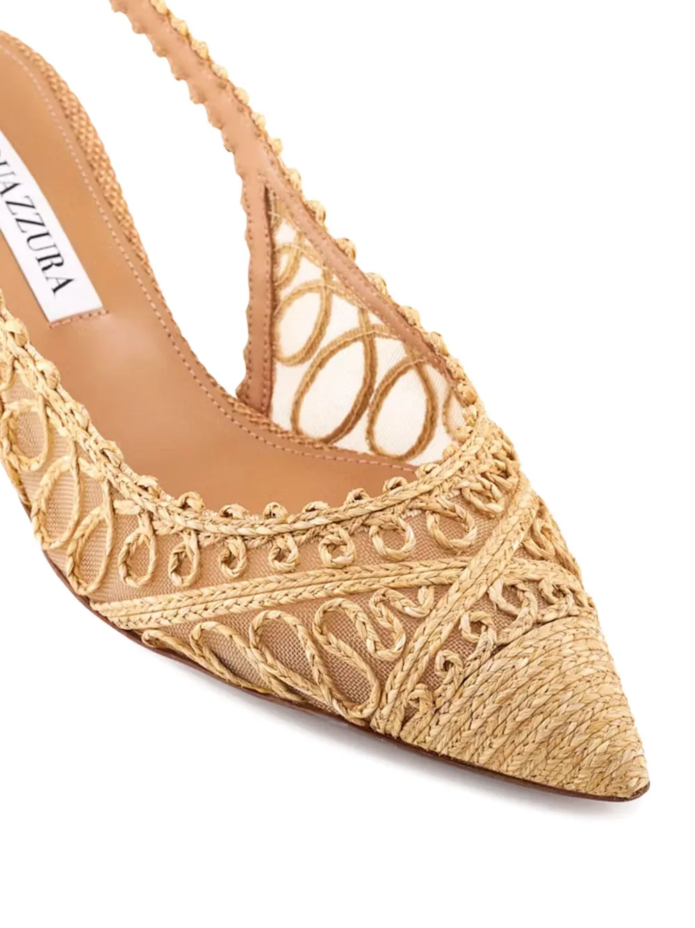 Aquazzura 50 mm Khalo geweven slingback pumps Beige