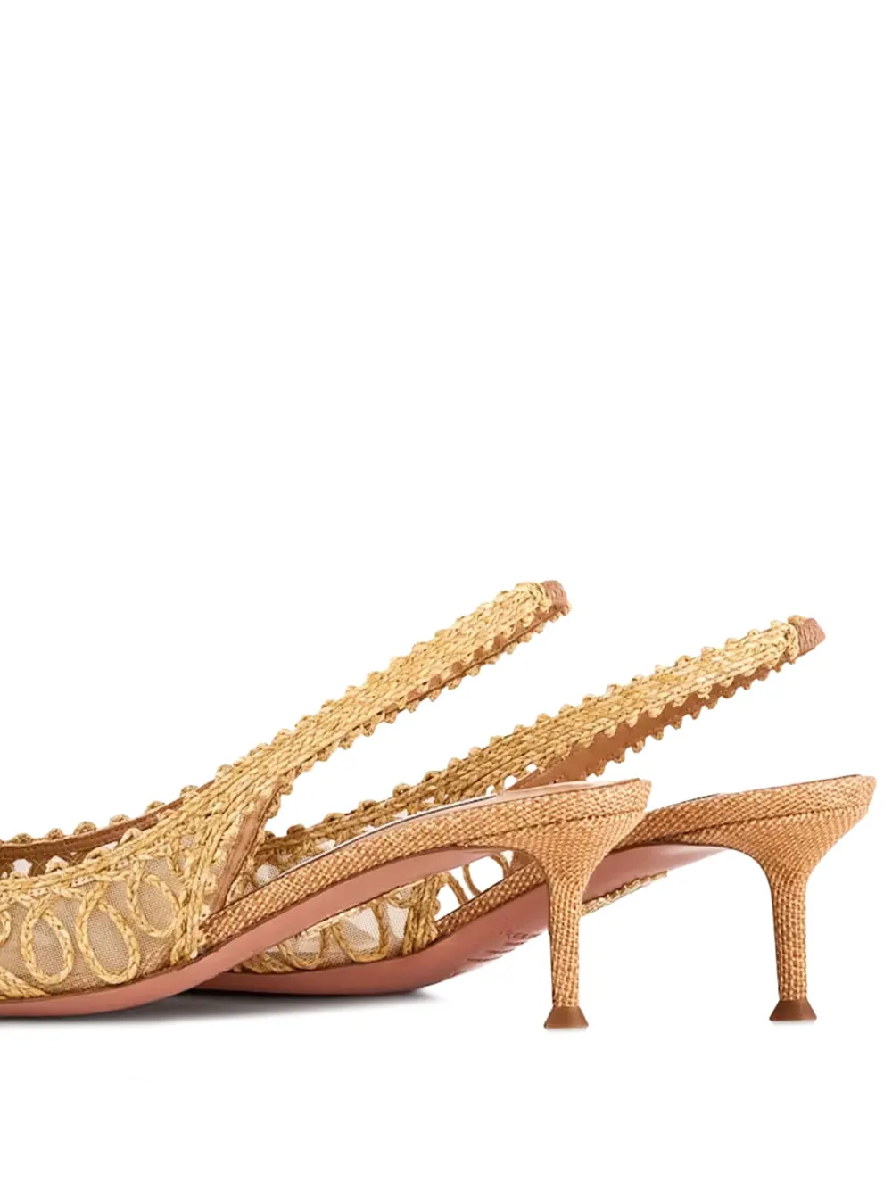 Aquazzura 50 mm Khalo geweven slingback pumps Beige
