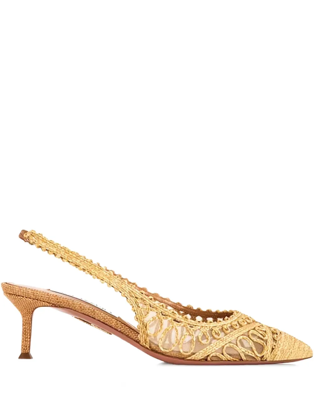 Aquazzura 50mm Khalo woven slingback pumps Neutrals