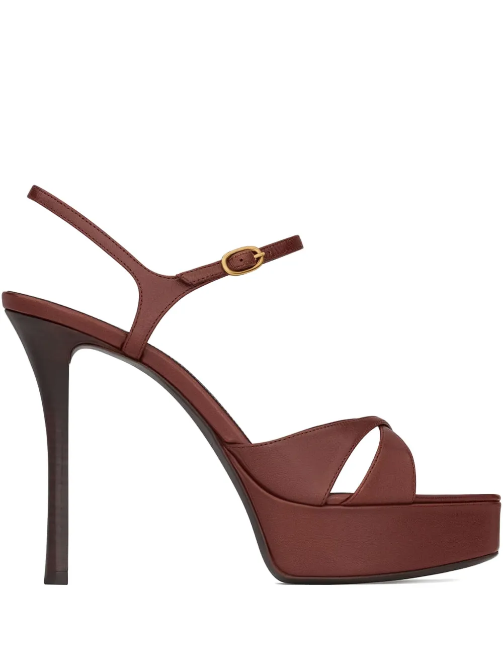 Saint Laurent 85 mm Debbie sandalen met plateauzool Bruin