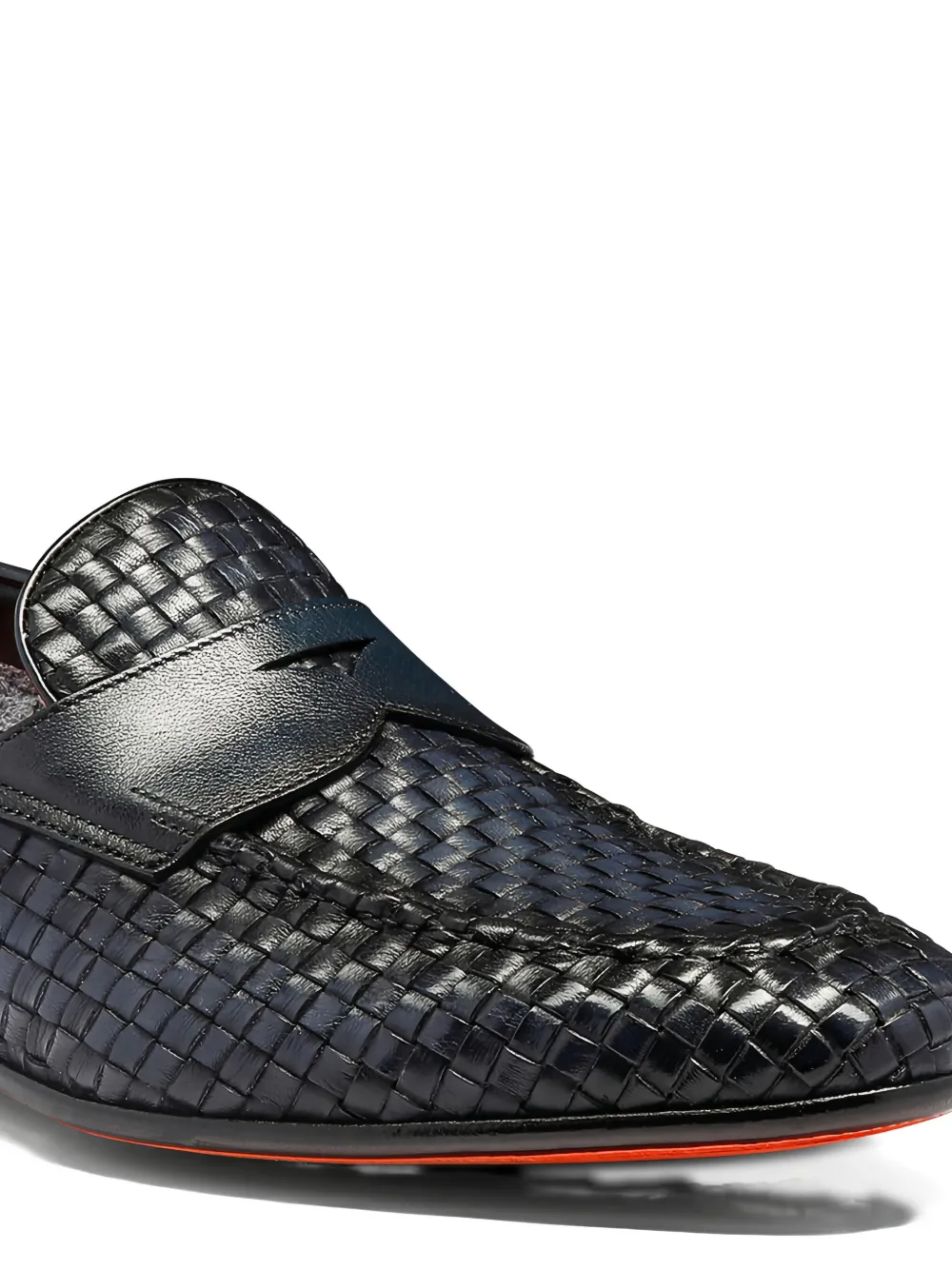 Santoni woven-leather penny loafers Zwart