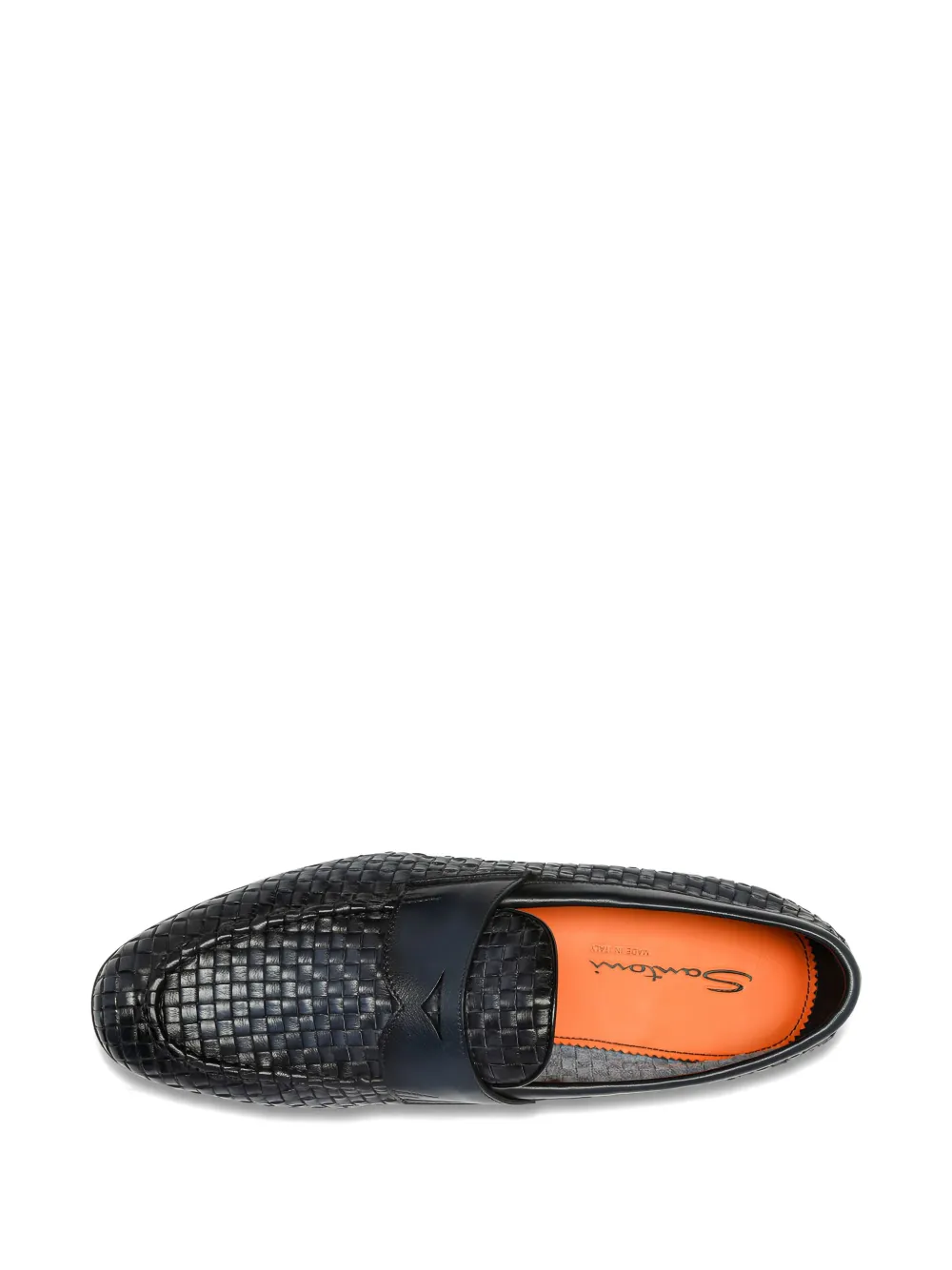 Santoni woven-leather penny loafers Zwart
