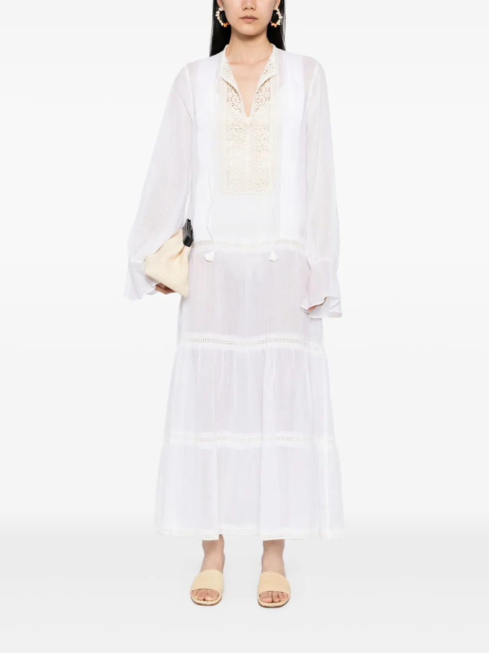 Bambah Blanca maxi-jurk met gehaakte afwerking - Wit