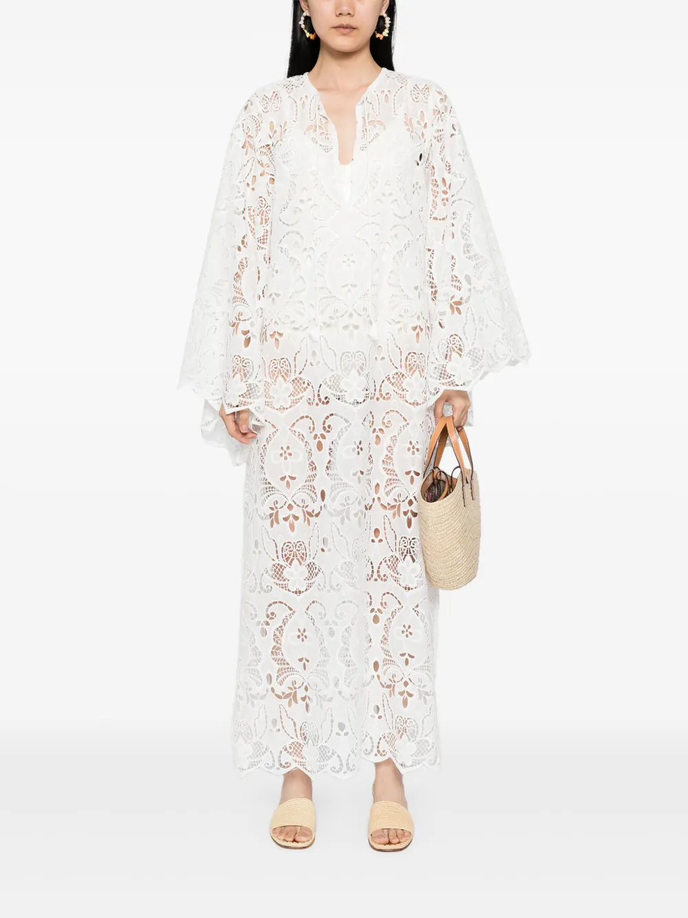 Bambah Blanca tuniek met ringlets - Wit