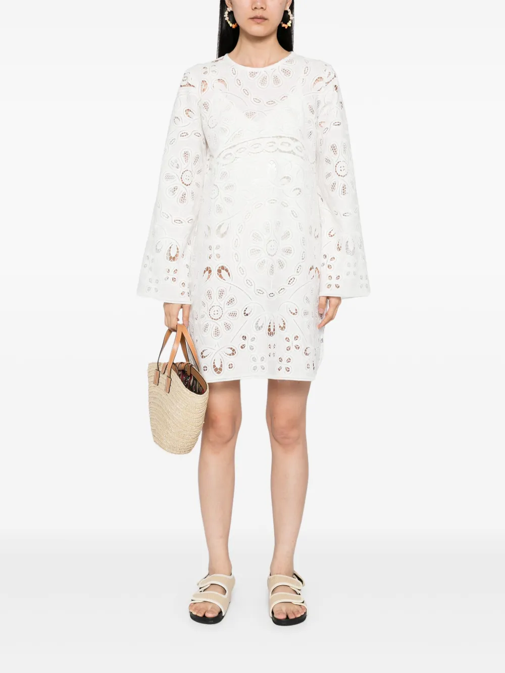 Bambah Blanca korte tuniekjurk met ringlets - Wit