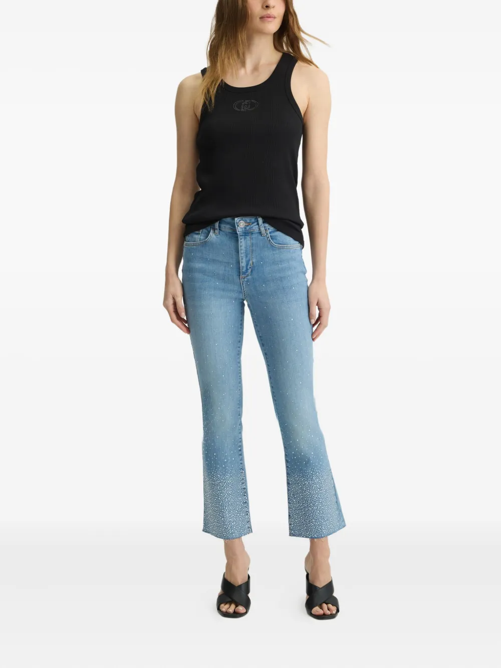 LIU JO Flared jeans with rhinestones - Blauw
