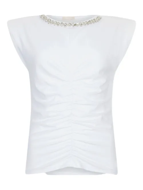 T-shirt en coton à ornements strassés - LIU JO - Modalova