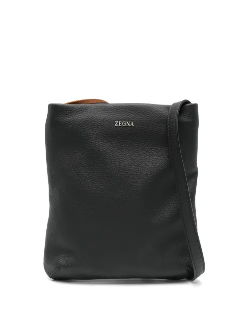 Zegna leather messenger bag