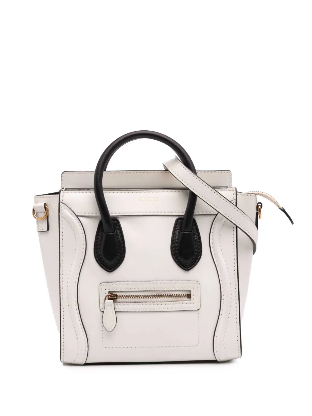 Céline Pre-Owned 2013 ナノ バイカラー スムースカーフ ラゲージ トート サッチェルバッグ - ブラック Céline Pre-Owned 2013 ナノ バイカラー スムースカーフ ラゲージ トート サッチェルバッグ - ブラック