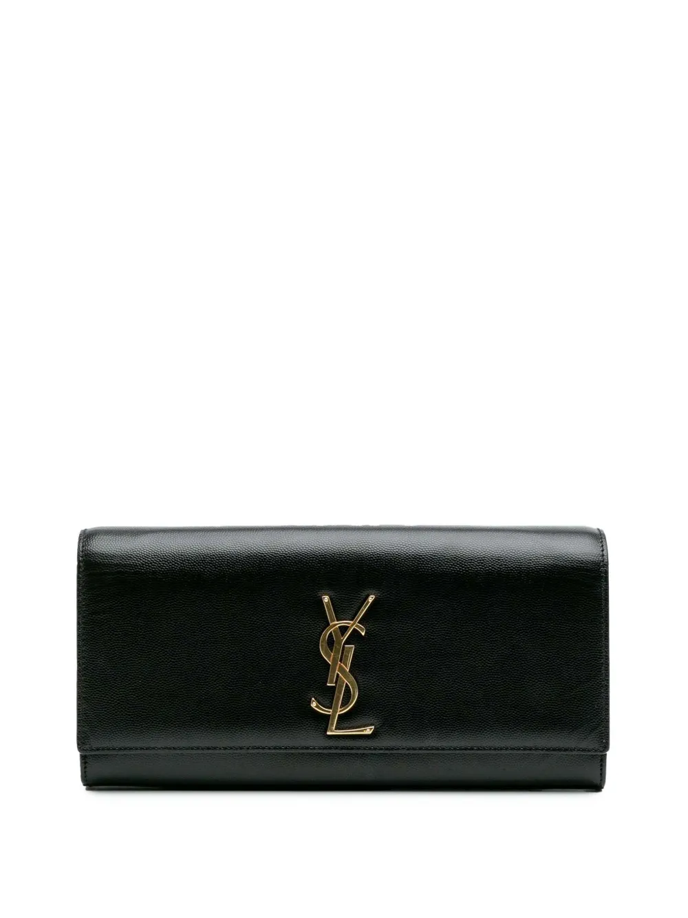 Pre-owned Saint Laurent 2014 Grain De Poudre Monogram Cassandre Clutch Bag