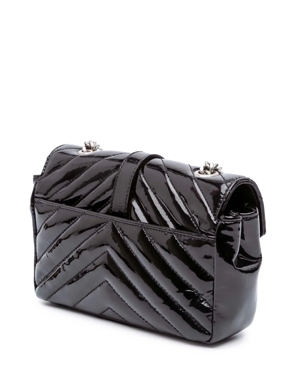 Pre-owned Saint Laurent 2015 Baby Patent Chevron Classic Monogram Chain Bag Crossbody Bag
