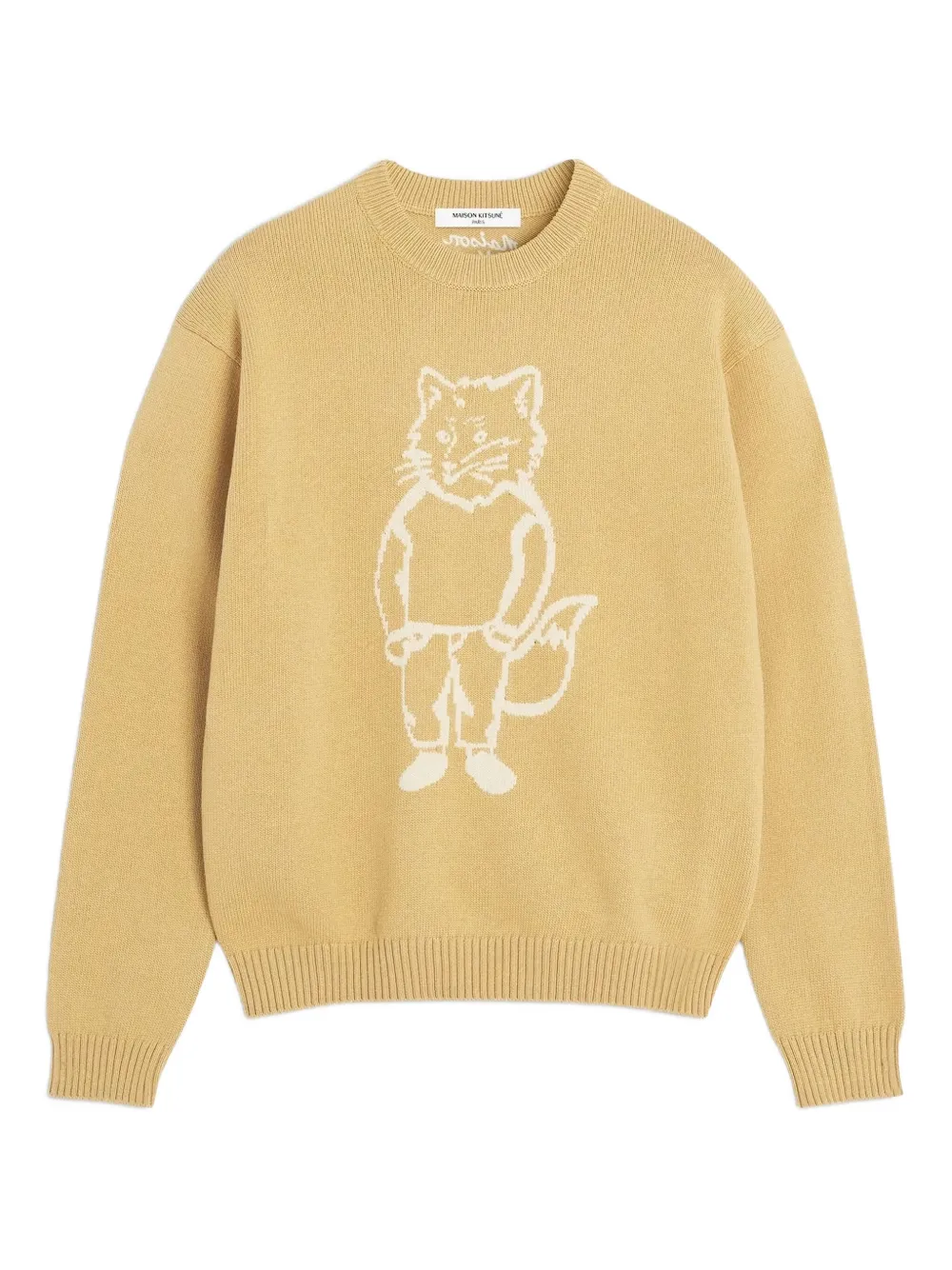 Maison Kitsuné Wollen trui met vos intarsia Geel