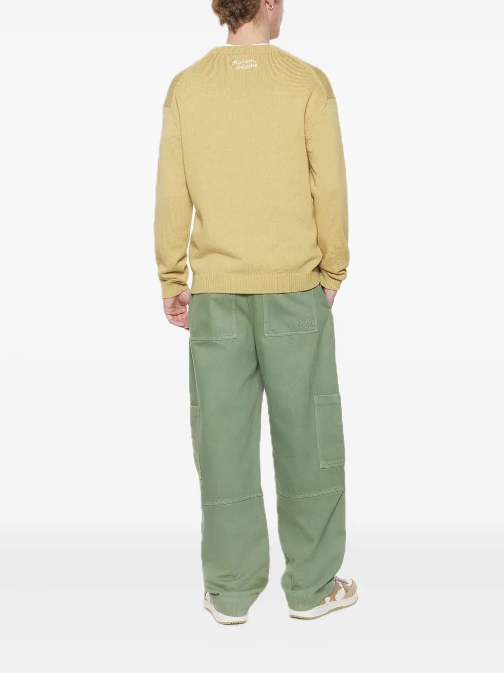 Maison Kitsuné Wollen trui met vos intarsia Geel