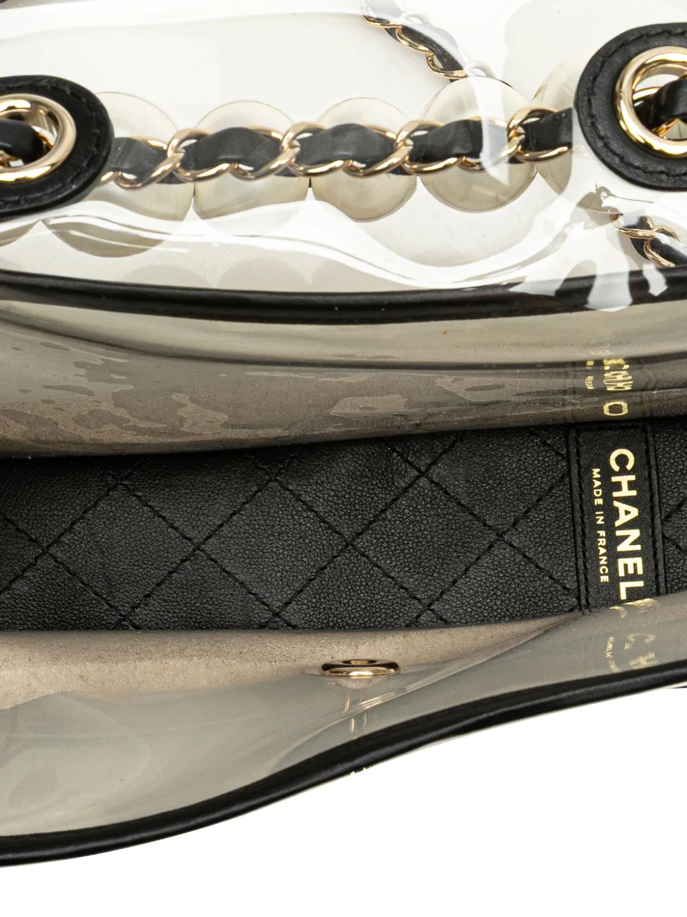 Pre-owned Chanel 2019 Medium Pvc And Lambskin Sand By The Sea Flap With Pearl Strap Satchel