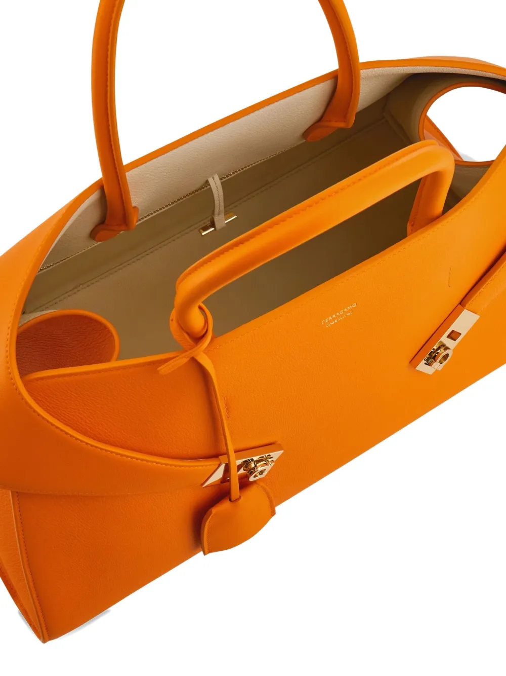 Ferragamo Large Hug Tote Bag In Orange
