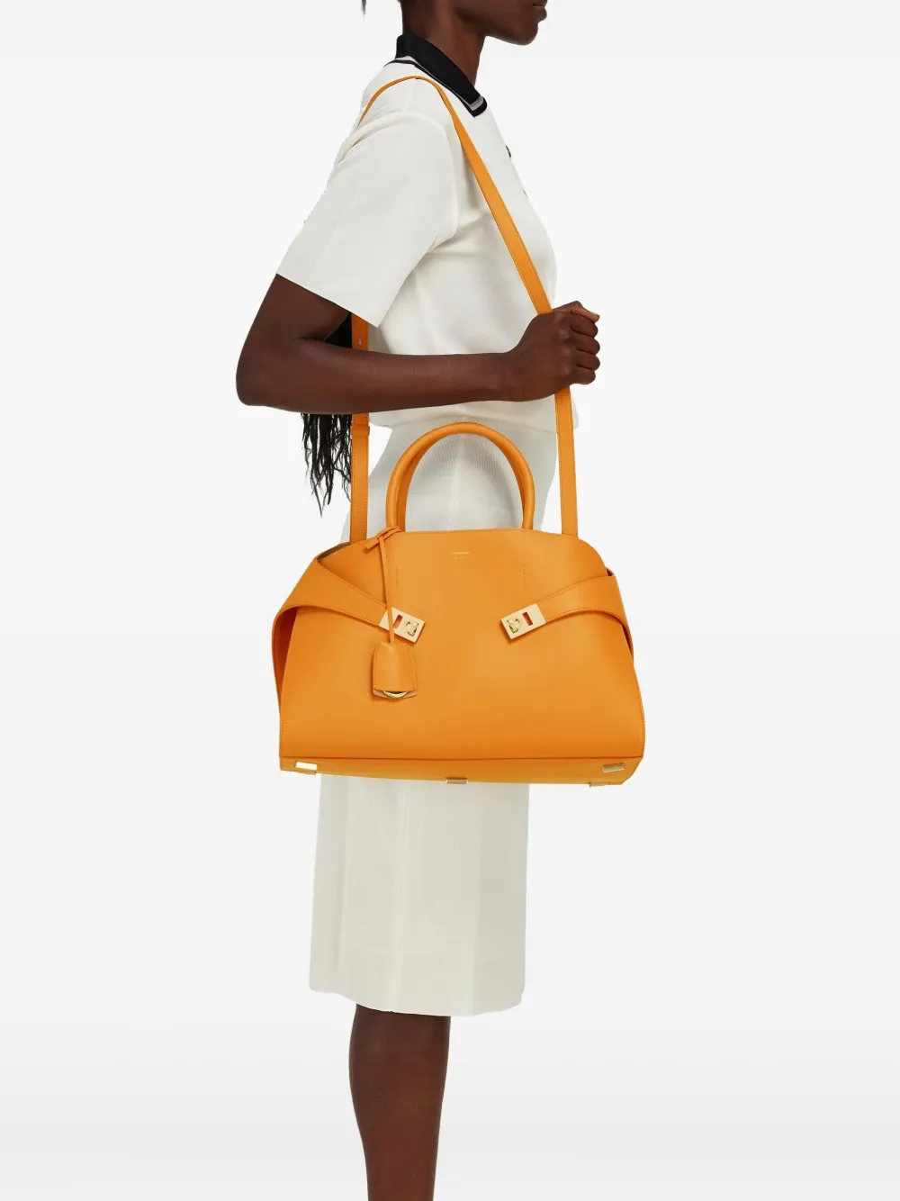 Ferragamo Large Hug Tote Bag In Orange